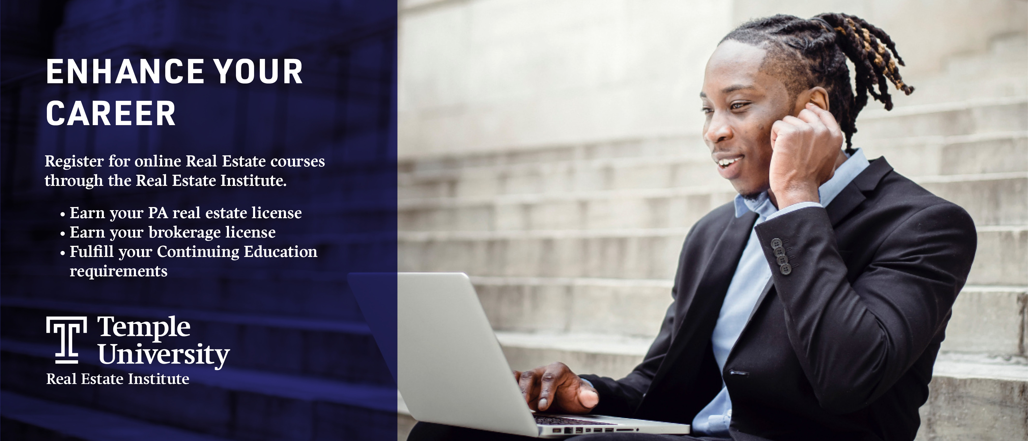 banner image showing a person working on his laptop with title enhance your career