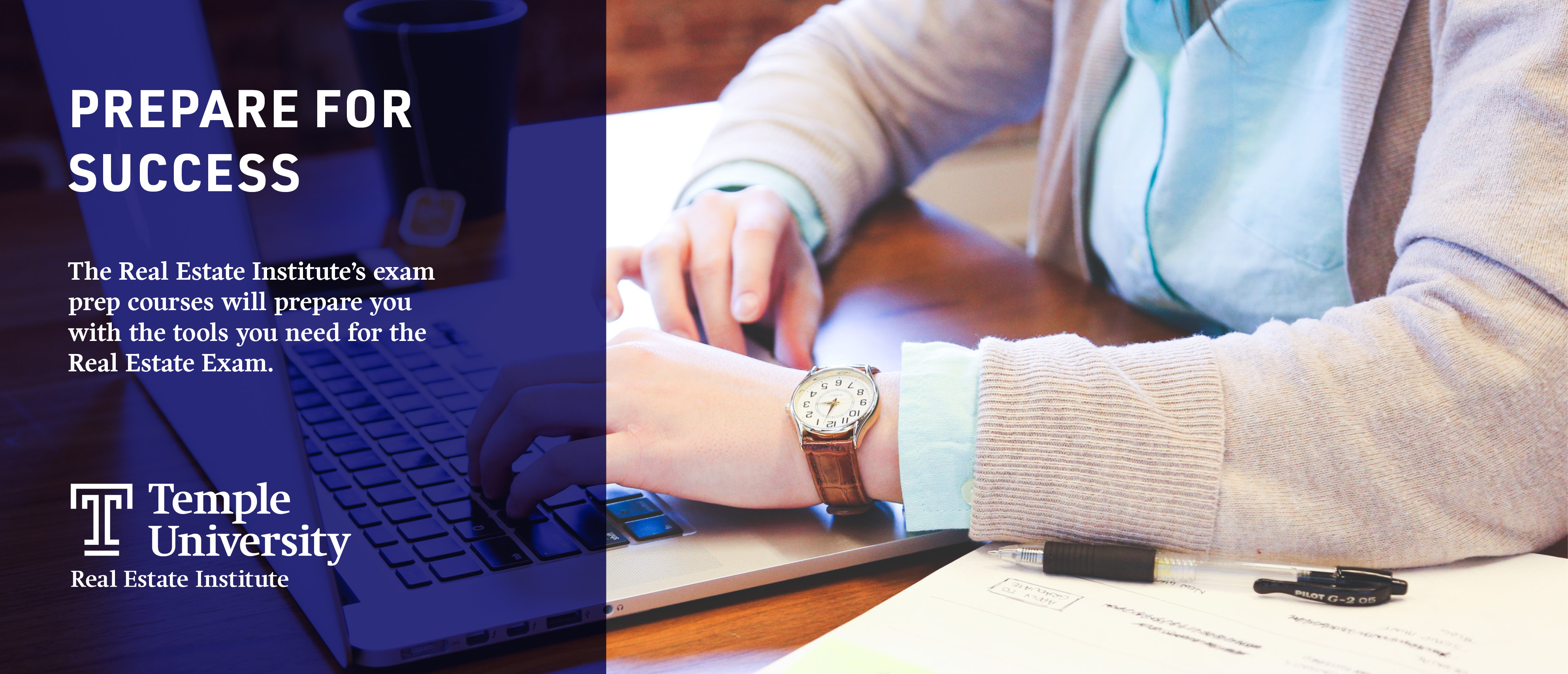 banner image showing a person working on his laptop with the title prepare for success