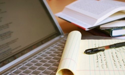 Laptop and Notebook with Notes